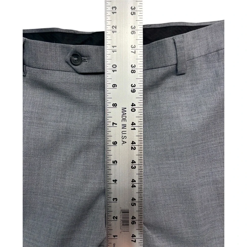 Pronto Uomo Platinum 44R 38x29 Gray 2pc Pant Suit Stretch Wool Flat Front Mens